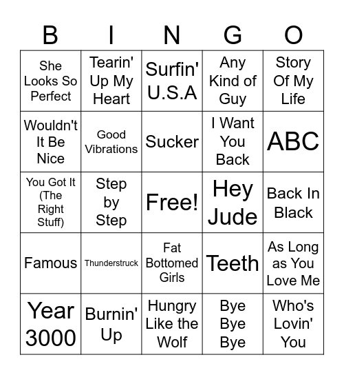 BOYBAND BINGO Card