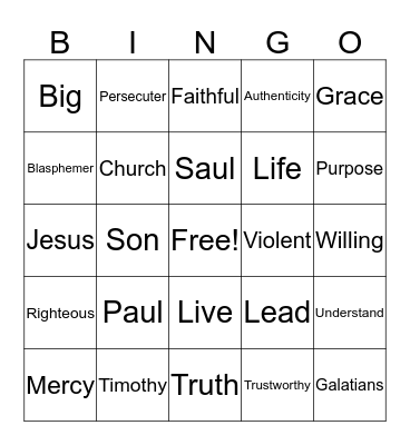 Look Who's Coming to Church Bingo Card