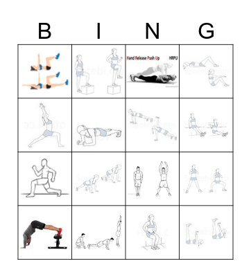 Fitness Bingo Card