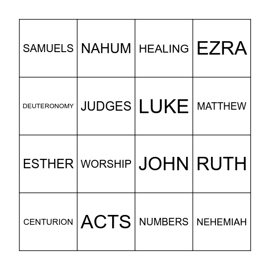 CHILDREN'S FUN DAY Bingo Card