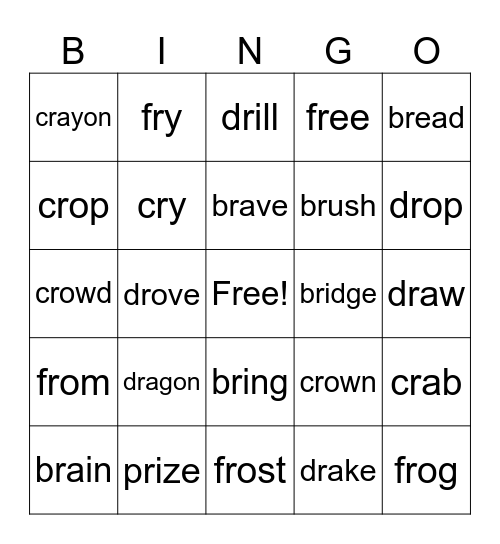Robert's R Blend Bingo Card