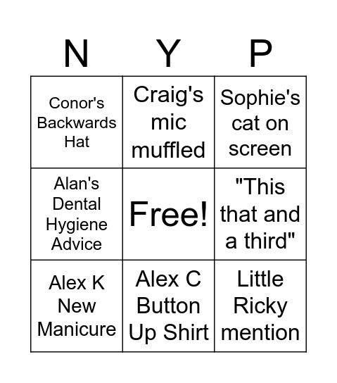 Group Therapy Bingo Card