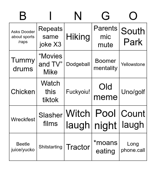 Mike Terell Bingo Card