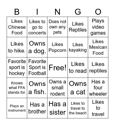 Icebreaker Bingo Card