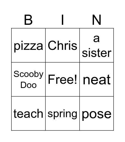 Mrs. Holton-Rice Bingo Card
