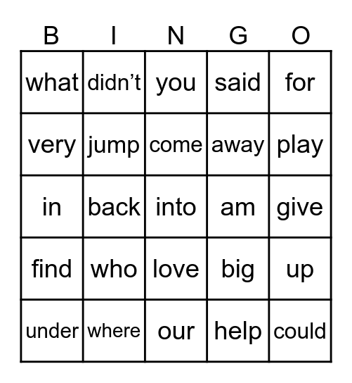 Sight Word List 5 Bingo Card