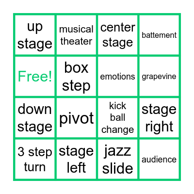 Musical Theater Bingo Card