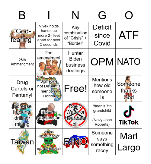 1st 2024 RNC Debate Bingo Card