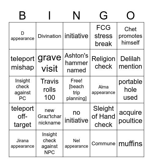Nice [Critical Role 3.69] Bingo Card