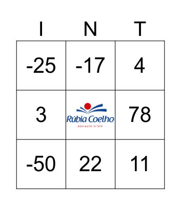 BINGO COM NUMEROS INTEIROS Bingo Card