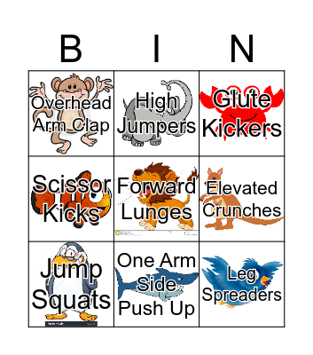 Animal Movements Bingo Card