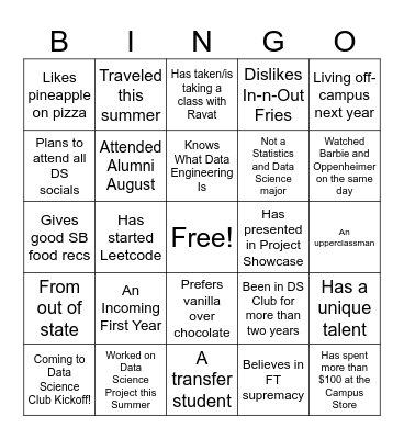 UCSB Data Science Humania! Bingo Card