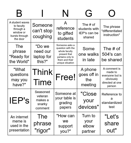 VHTPA BINGO!! Bingo Card