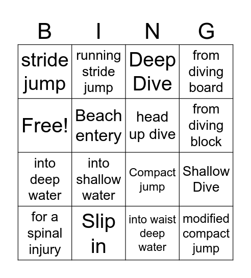 Entry Bingo Card