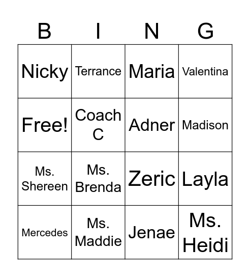 PMS D111 Bingo Card