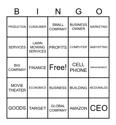 BUSINESS ESSENTIALS Bingo Card