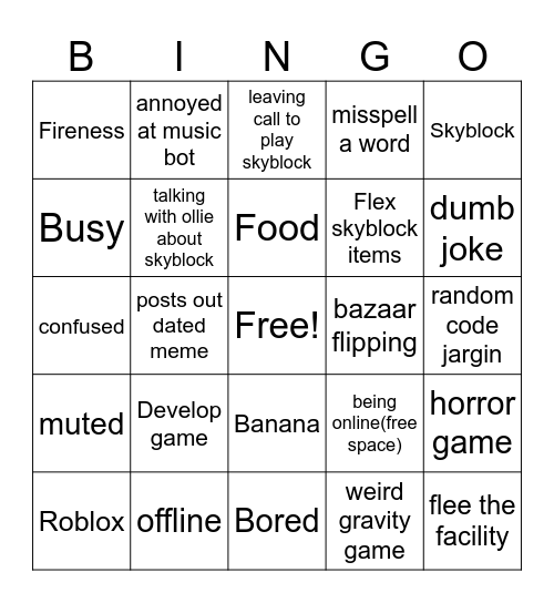 jacob bingo Card