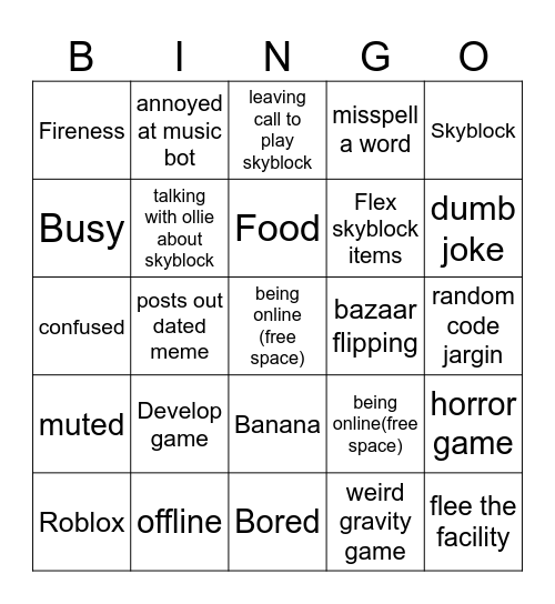 jacob bingo Card