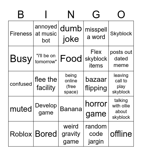 jacob bingo Card