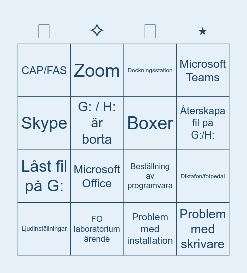 ｡°˖𝔹𝕀ℕ𝔾𝕆 𝔽ℝ𝔼𝔻𝔸𝔾˖°｡ Bingo Card