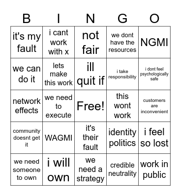 WAGMI/NGMI Bingo Card