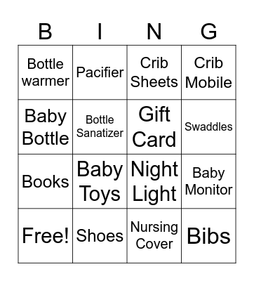 Baby Spry Bingo Card