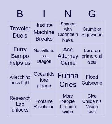 Genshin Impact Bingo Card Bingo Card