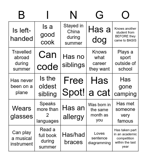 Icebreaker Bingo: Find Someone Who Bingo Card