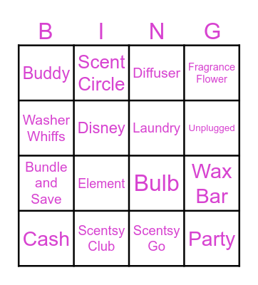 Scentsy Bingo Card