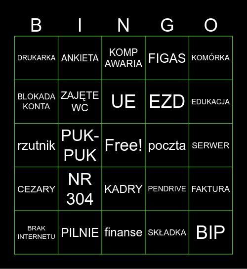 INFORMATYCY Bingo Card