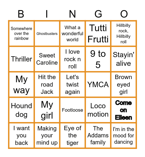 Musical bingo Card