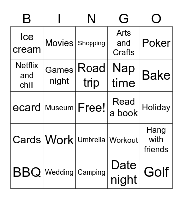 Rain or Shine BINGO Card