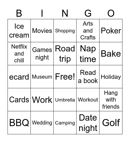 Rain or Shine BINGO Card