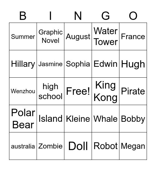 2022 Freshmen Class Listening Bingo Card