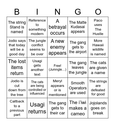 Jojolands Ch 7 Bingo Card