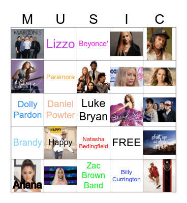 Music Bingo Card