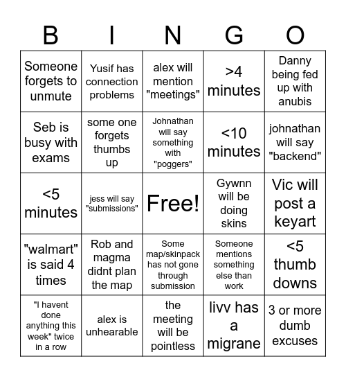 Meeting Bingo Card