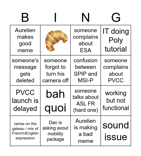 Overview meeting BINGO Card