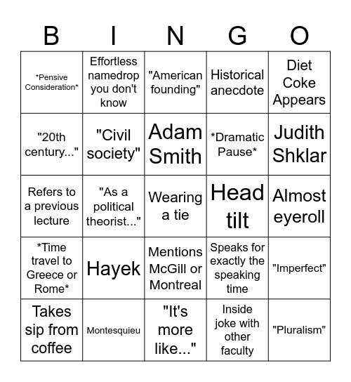 JTL Bingo Card