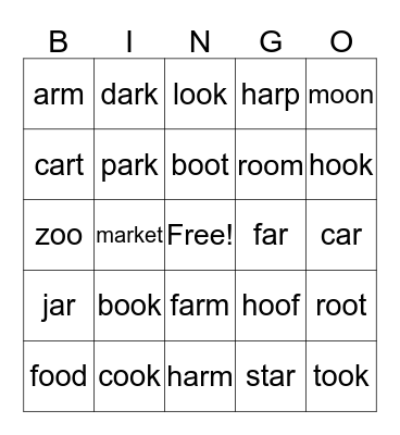 oo,oo and ar Bingo Card