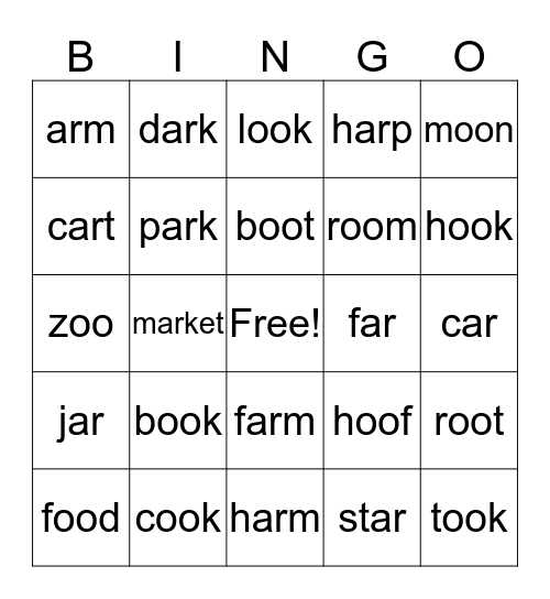 oo,oo and ar Bingo Card