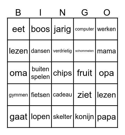 konijn Bingo Card