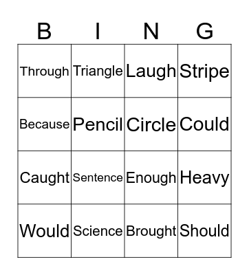 Spelling bingo Card