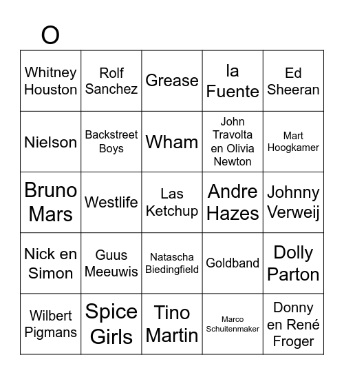 Muziekronde Bingo Card