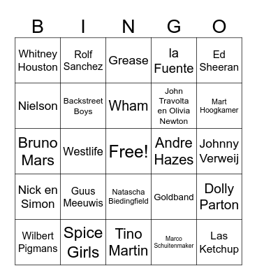 Muziekronde Bingo Card