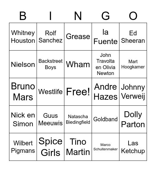 Muziekronde Bingo Card