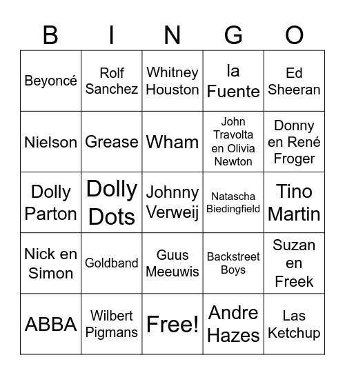 Muziekronde Bingo Card