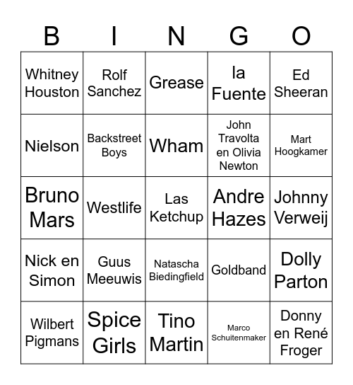 Muziekronde Bingo Card