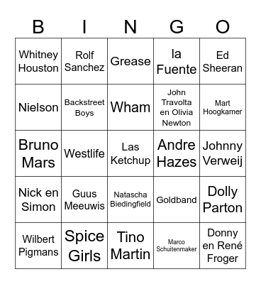 Muziekronde Bingo Card