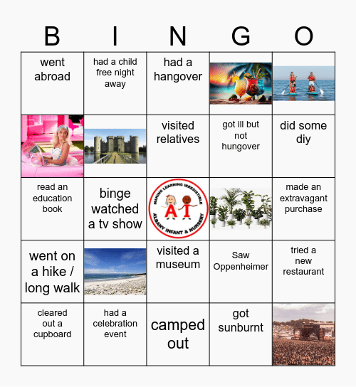 Summer Holiday Bingo Card